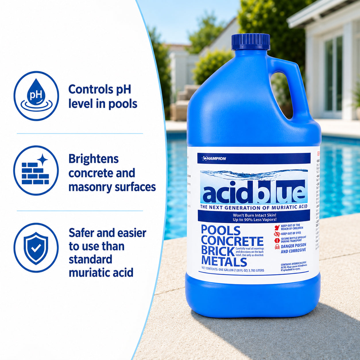 Acid Blue controls pH and brightens surfaces