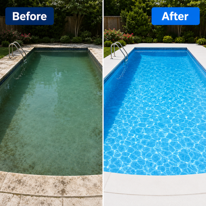 Acid Blue before and after pool cleaning