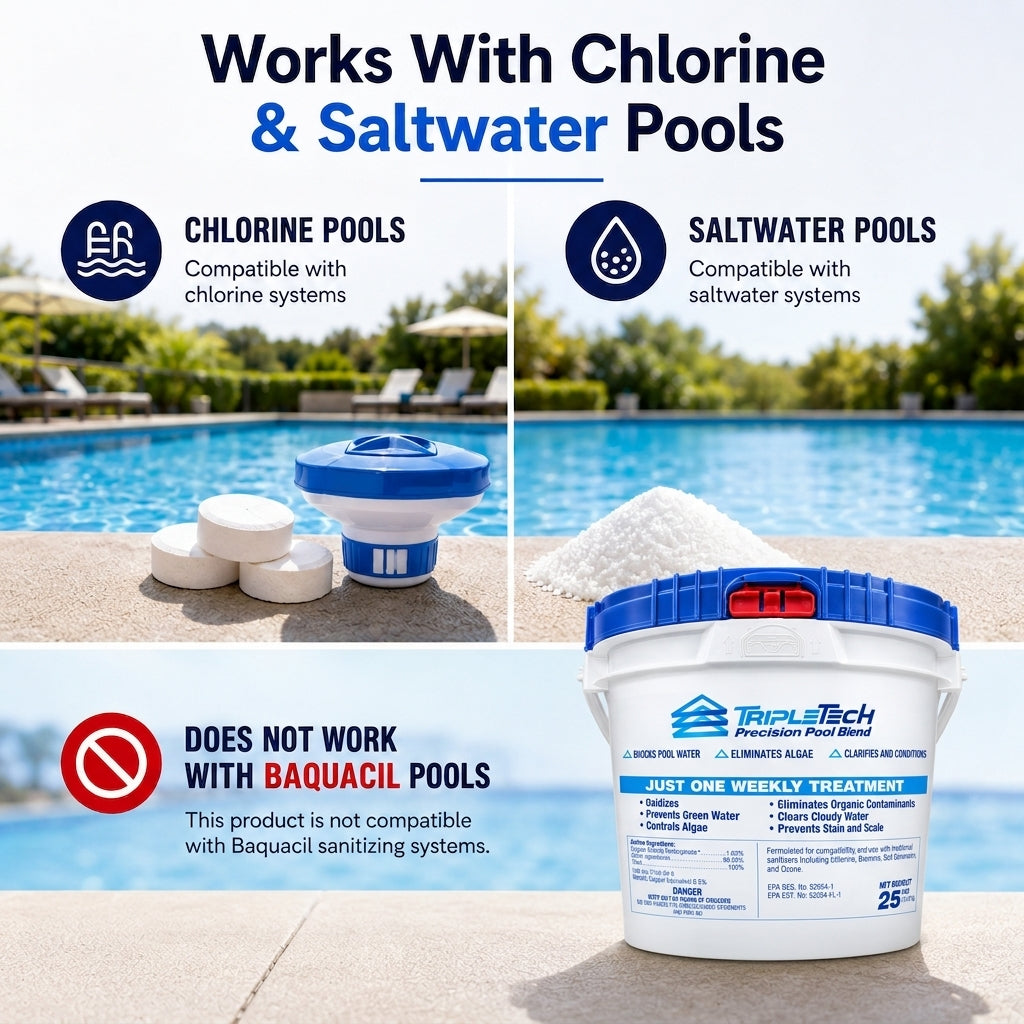 TripleTech Precision Pool Blend safe for all pool types and surfaces